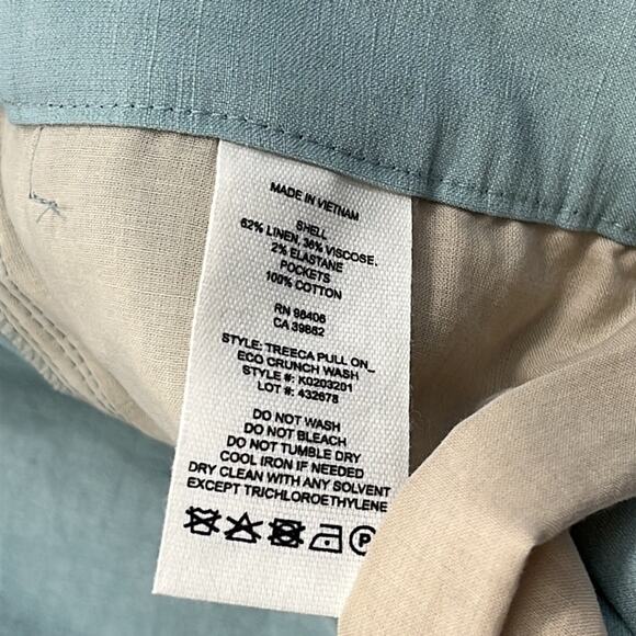 NEW Theory Linen Blend Sky Blue Treeca Pull On Pants Women's 16 Eco Crunch Wash - Picture 11 of 16